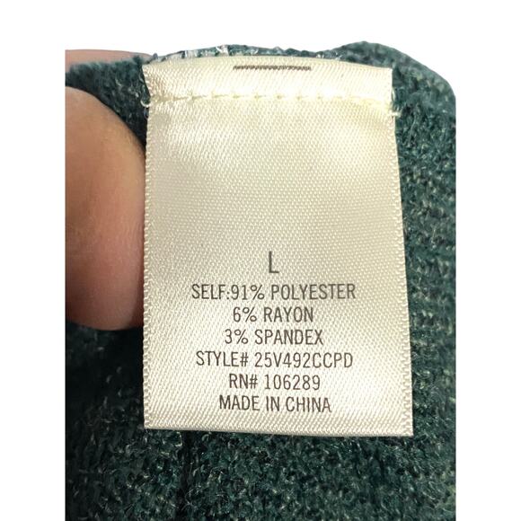 Francescas Harper Heritage Green Sweater Dress L Surplice Open Back Bow Boho NWT - Picture 9 of 10